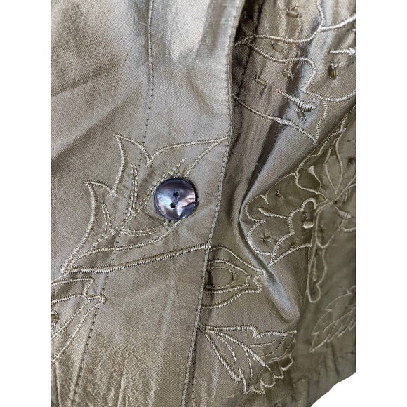 French‎ Laundry Womens Size Large 100% Silk Gold Embroidered Beaded Top Kimono - Picture 4 of 12